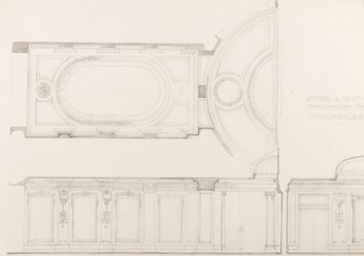 Entwürfe für das Innere des Oxford und Poland Street Kinematographentheaters: Decke und Rückwand des Auditoriums, ca. 1910 von Ernest George William Souster