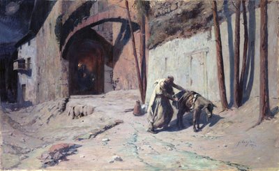 Die Flucht nach Ägypten oder, Joseph belädt seinen Esel, 1894 von Ernest Georges Berges