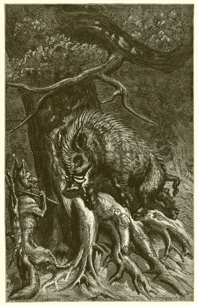 Der Fuchs und das Wildschwein von Ernest Henry Griset