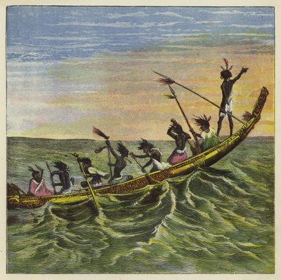 Der König der Ashantees auf See in seinem Staatskanu von Ernest Henry Griset