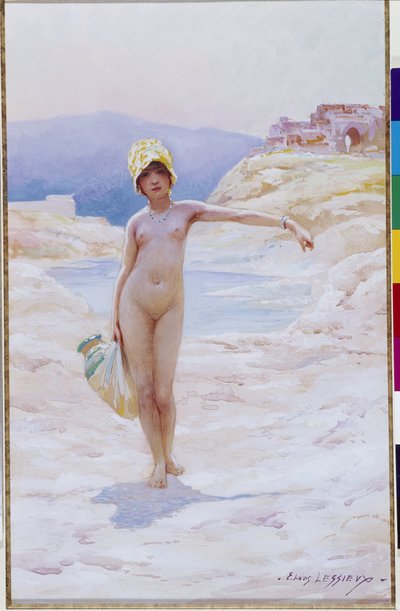 Algerisches Mädchen mit Krug von Ernest Louis Lessieux