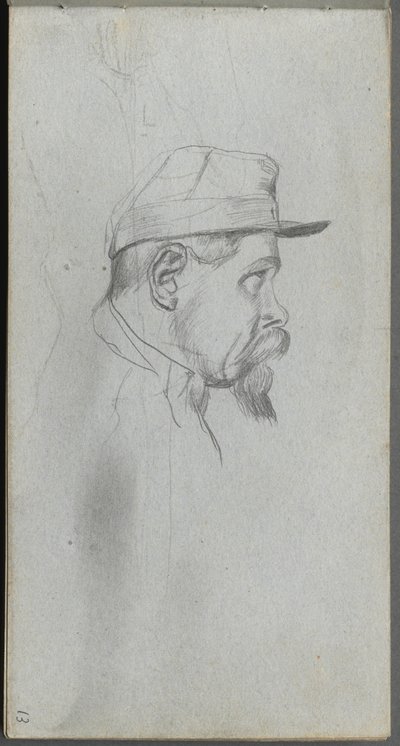 Skizzenbuch, Seite 13: Büste eines Mannes im Profil von Jean Louis Ernest Meissonier
