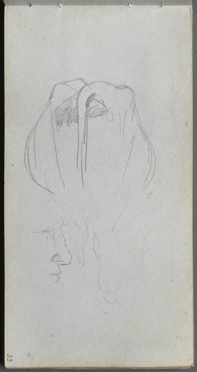 Skizzenbuch, Seite 33: Studie einer Kuh von hinten und Profilstudie von Jean Louis Ernest Meissonier
