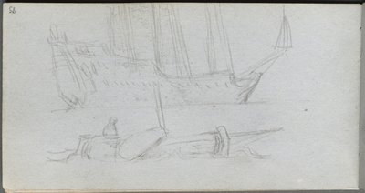 Skizzenbuch, Seite 85: Studie eines Schiffes und einer Boje von Ernest Meissonier