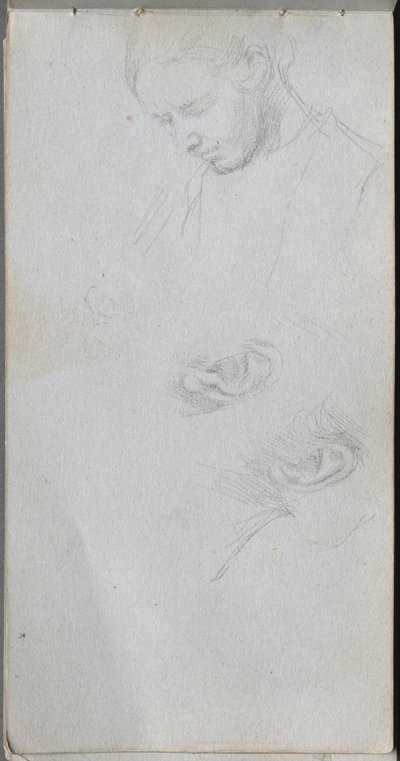 Skizzenbuch, Seite 96: Studie eines Gesichts, Ohren von Ernest Meissonier