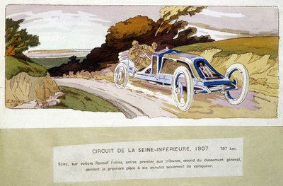 Circuit de la Seine-Inférieure, Szisz im Renault Frères, kam als Erster in die Boxen, Zweiter in der Gesamtwertung, verlor den ersten Platz nur sechs Minuten vor dem Sieger von Ernest Montaut