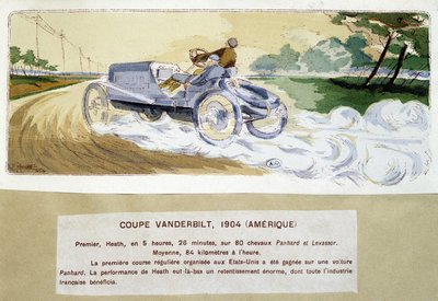 Rennen: der Vanderbilt Cup 1904 - Zeichnung von Ernest Montaut (1878-1909) von Ernest Montaut
