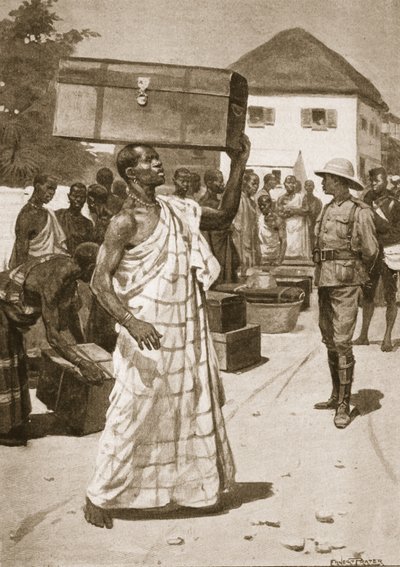 Träger starten vom Cape Coast Castle nach Kumassi, Illustration aus 