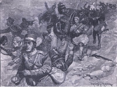 Flucht der Griechen bei Larissa, Illustration aus Cassells Geschichte Englands, 1900er Jahre von Ernest Prater
