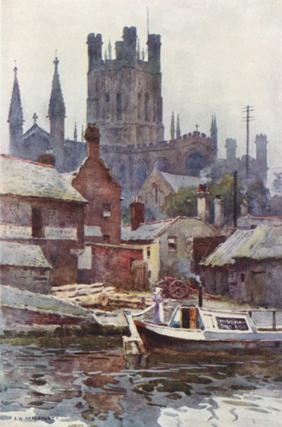 Chester Cathedral vom Kanal aus von Ernest William Haslehust