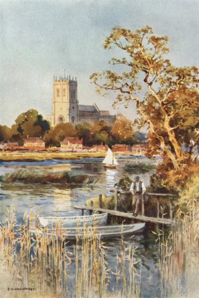 Christchurch Priory von Wick Ferry von Ernest William Haslehust
