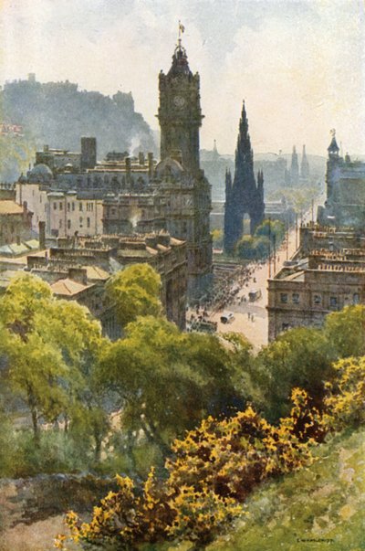 Princes Street vom Calton Hill von Ernest William Haslehust