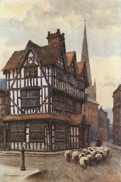 Das Schwarz-Weiß-Haus, High Town von Ernest William Haslehust