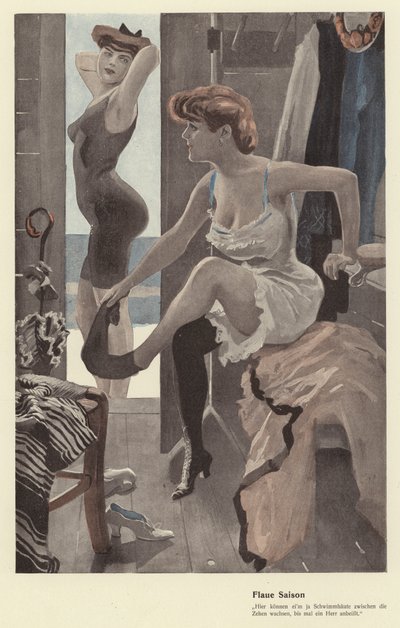 Zwei Frauen in der Umkleidekabine eines Schwimmbads von Ernst (after) Heilemann