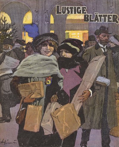 Frauen beim Weihnachtseinkauf von Ernst (after) Heilemann