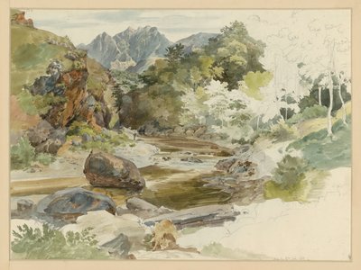 Bewaldetes felsiges Flusstal bei Massa von Ernst Fries