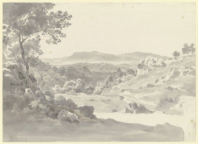 Blick auf Olevano mit den Volskerbergen von Ernst Fries