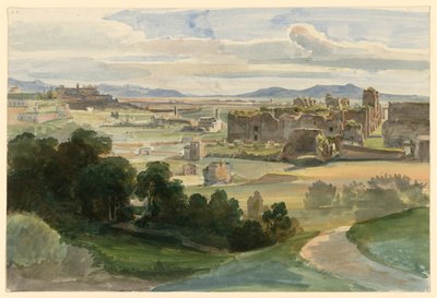 Blick auf die Ruinen der Thermen des Caracalla, im Hintergrund die Basilika di San Giovanni in Laterano von Ernst Fries