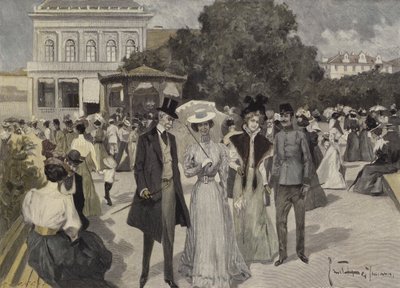 Vor dem Musikpavillon in Franzensbad von Ernst Heilemann