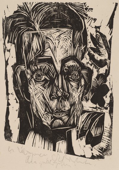 Kopf von Dr. Robert Binswanger der Student, 1917-1918 von Ernst Ludwig Kirchner