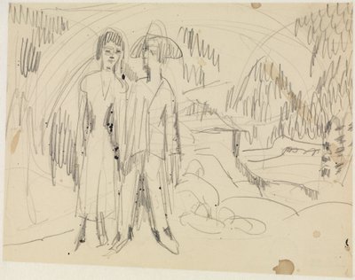 Bauernpaar vor Berglandschaft von Ernst Ludwig Kirchner