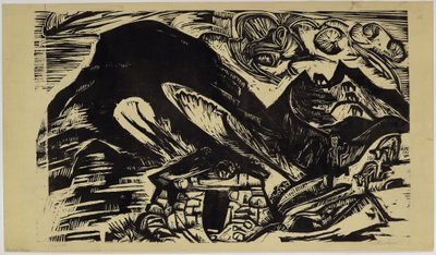 Berge mit Berghütte von Ernst Ludwig Kirchner