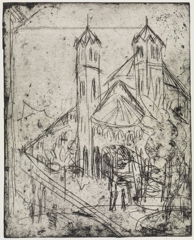Ecke am Wintergarten/Kirche St. Gereon in Köln I von Ernst Ludwig Kirchner