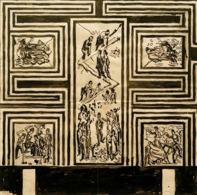 Entwurf zur Ausmalung der Längswand des Festsaals von Ernst Ludwig Kirchner