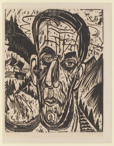 Kopf van de Velde, hell. – Van de Velde zwischen Bergen von Ernst Ludwig Kirchner