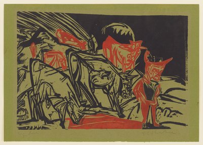 Kuhherde mit einem Hirten von Ernst Ludwig Kirchner