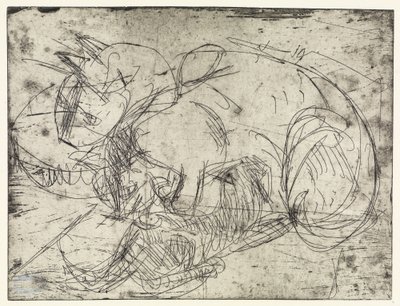Säugende Katze (Hochformat) von Ernst Ludwig Kirchner