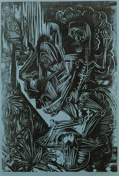 Selbstporträt mit tanzendem Tod, 1917 von Ernst Ludwig Kirchner