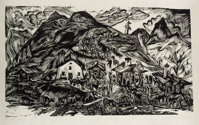 Stafelalp, Gesamtansicht - Alpaufzug von Ernst Ludwig Kirchner