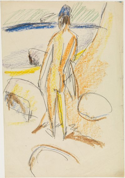 Stehender Rückenakt "An den Steinen" (Fehmarn) von Ernst Ludwig Kirchner