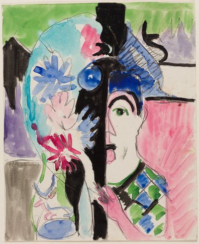 Studie zu „Müllerkopf mit Blumen“ von Ernst Ludwig Kirchner
