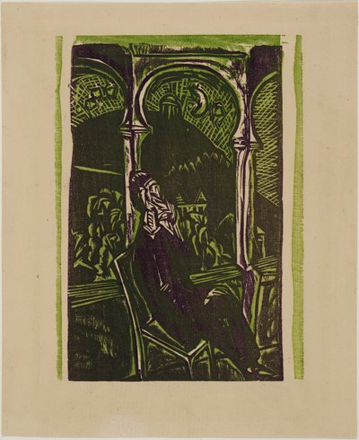Träumender Mann - Botho Graef auf seinem Balkon sitzend, Jena von Ernst Ludwig Kirchner