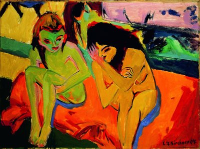 Zwei Mädchen / Nackte Mädchen im Gespräch von Ernst Ludwig Kirchner