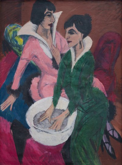 Zwei Frauen mit einem Waschbecken; Die Schwestern von Ernst Ludwig Kirchner