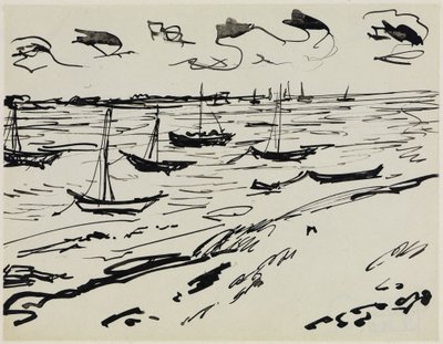 Verankerte Fischerboote (Fehmarn) von Ernst Ludwig Kirchner