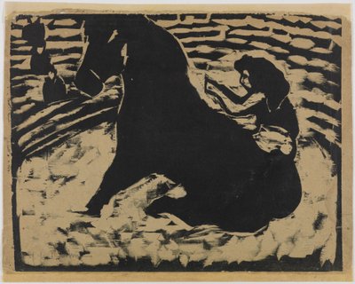 Zirkusreiterin - Artistin auf schwarzem Pony von Ernst Ludwig Kirchner
