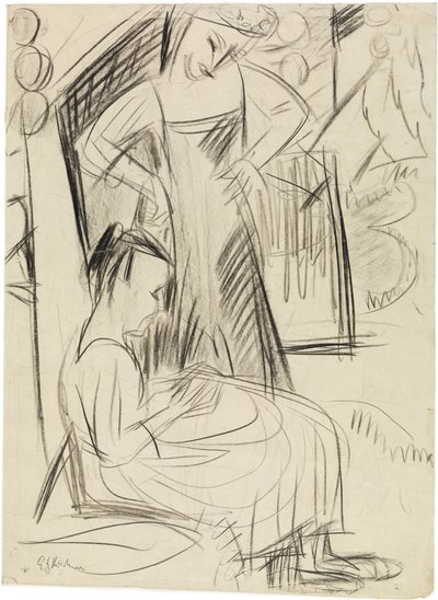 Zwei Mädchen vor dem Haus von Ernst Ludwig Kirchner