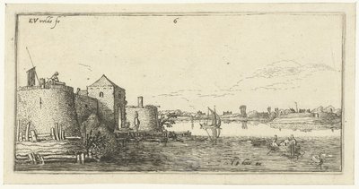 Festung mit Verteidigungsanlagen von Tholen an der Schelde von Esaias van de Velde