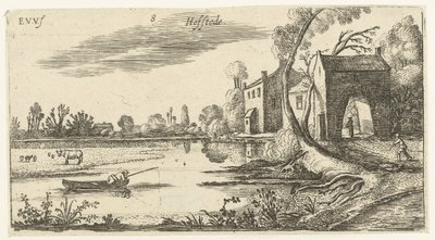 Landschaft mit einem Fluss und Torhaus von Esaias van de Velde