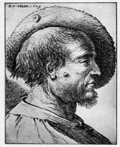 Studie eines männlichen Kopfes, 17. Jahrhundert von Esaias van de Velde