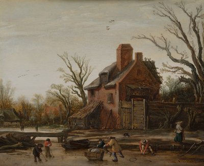 Winterlandschaft mit Bauernhaus von Esaias van de Velde