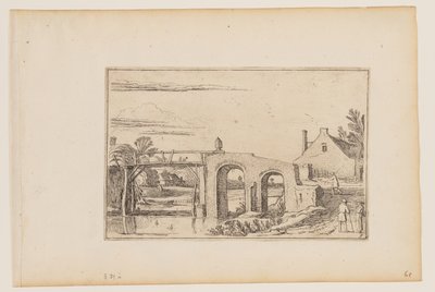 Pfad rechts von einer Holz- und Steinbrücke von Esaias van den Velde I