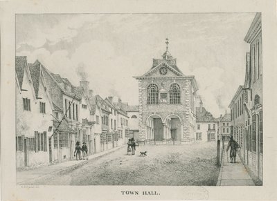 Tamworth - Das Rathaus: Lithographie, undatiert [1796-1865] von Etienne Bruno Hamel