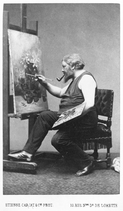 Gustave Courbet malt seine Staffelei (Foto) von Etienne Carjat