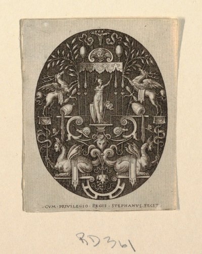 Athena, aus Grotesques à fond noir, Divinités et Allégories von Etienne Delaune