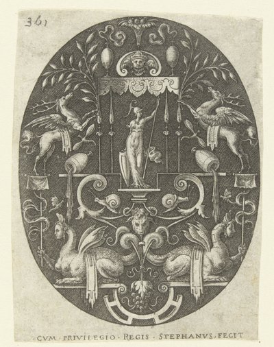 Bellona unter einem Baldachin von Etienne Delaune